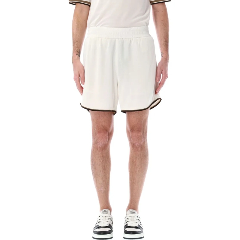 Fendi Casual Shorts Jacquard Football Shorts With Elastic Waist White