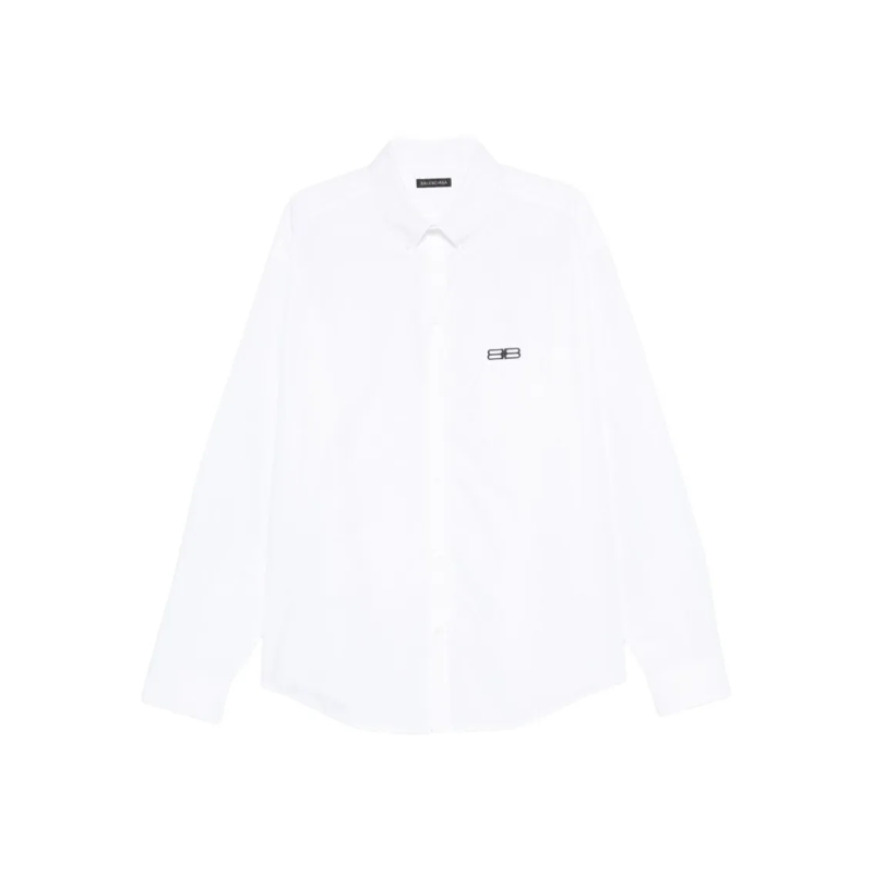 Balenciaga Overhemd Large-Fit Cotton Shirt With Classic Button-Down De White