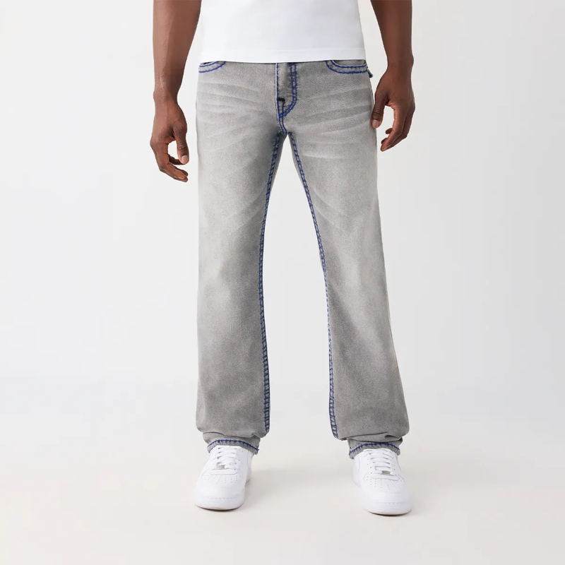 True Religion Jeans - Modell: Ricky- Lockere Passform- Farbige Ziern grau(Image 6)