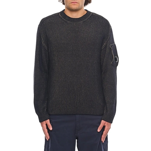 CP Company Trui Knitwear Crew Neck In Fleece Knit Black