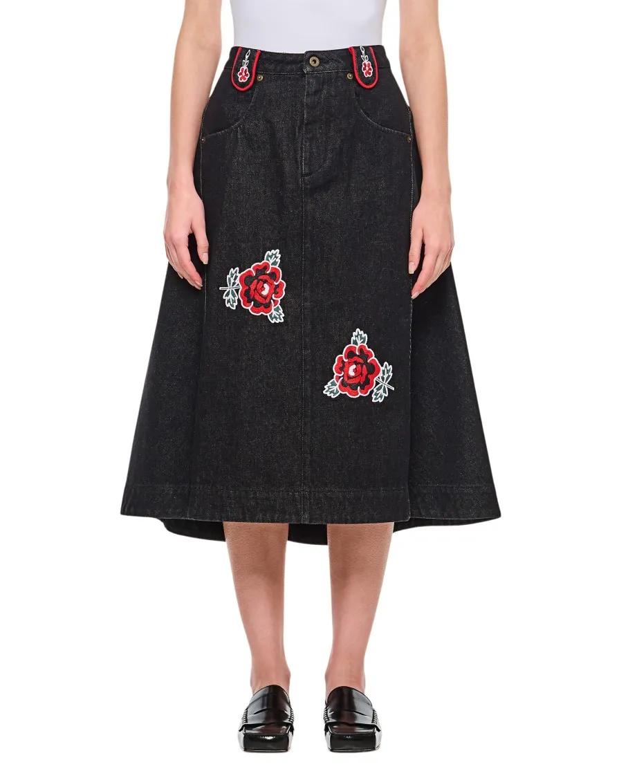 Molly Goddard Damen Schwarz - Abi Denim Miid Skirt - - Größe 8