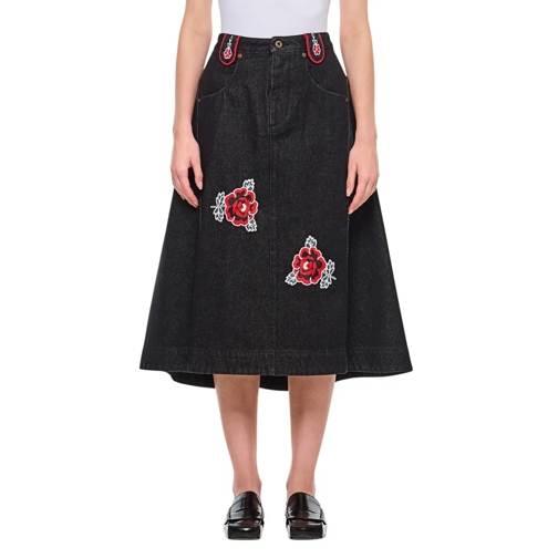 Molly Goddard JeanS-Röcke Abi Denim Miid Skirt Black