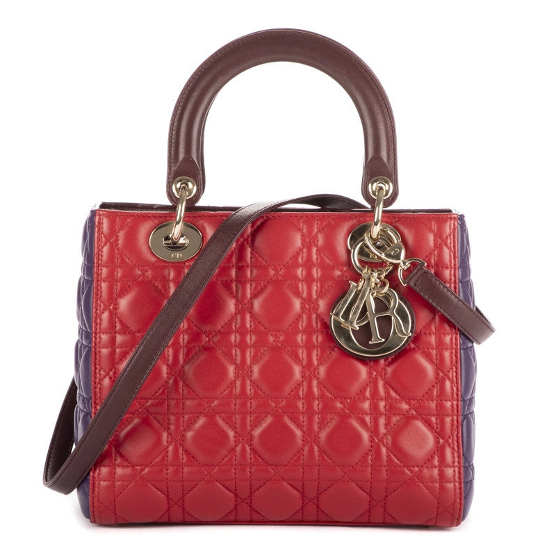 Christian Dior Crossbody Bag Medium Lady Dior Zip PM rot