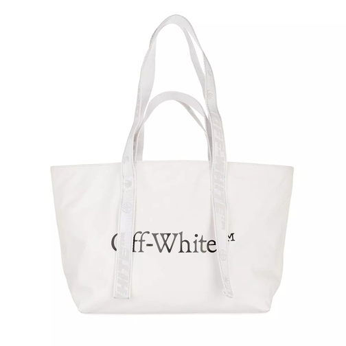 Off-White Nylon Small Commercial Tote White Black Rymlig shoppingväska