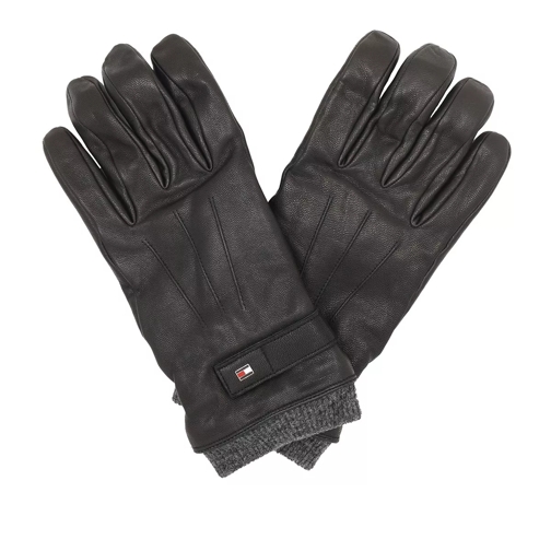 Tommy Hilfiger Elevated Flag Leather Mix Gloves Black Handschuh