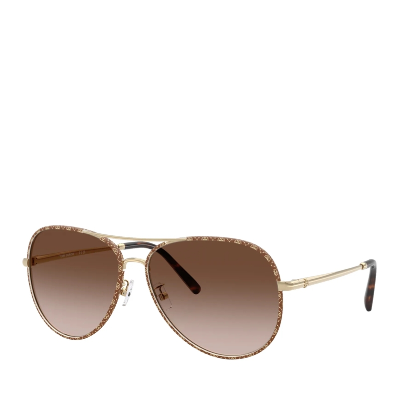 Tory Burch Sonnenbrille 0TY6114 Light Gold/Brown Monogram Wrap