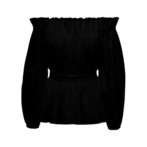 Alexander McQueen Black Off-The-Shoulders Blouse With Gatherings In  Black 