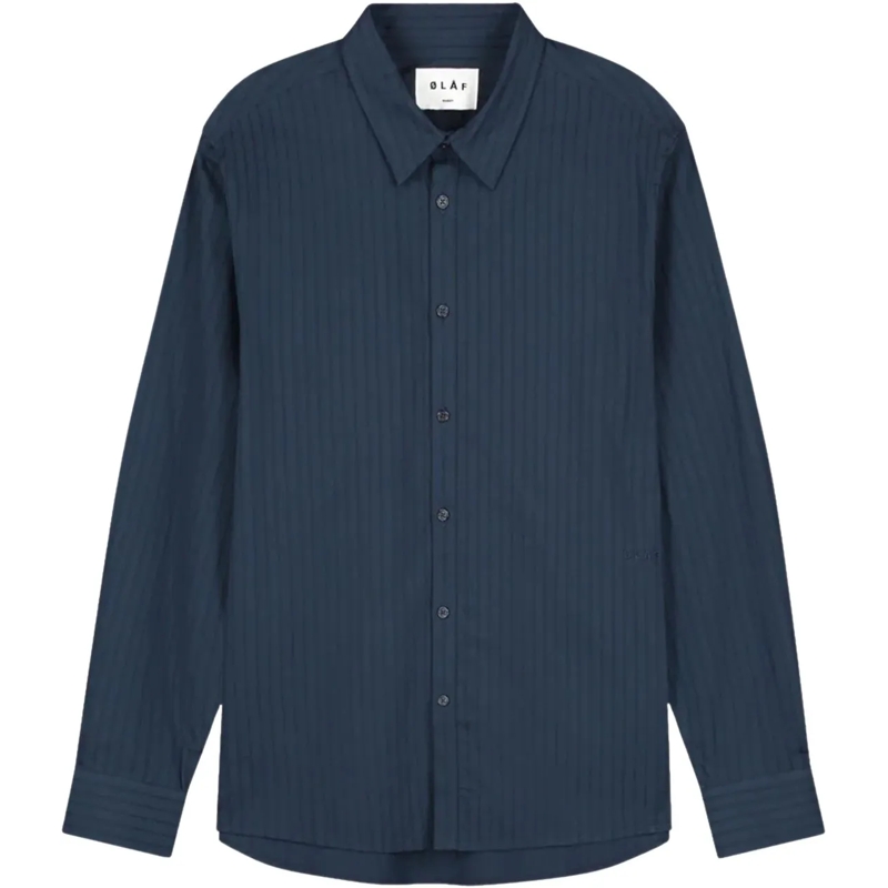 ØLÅF  Olaf Stitched Striped Relaxed Shirt Lange Mouw Ove blau