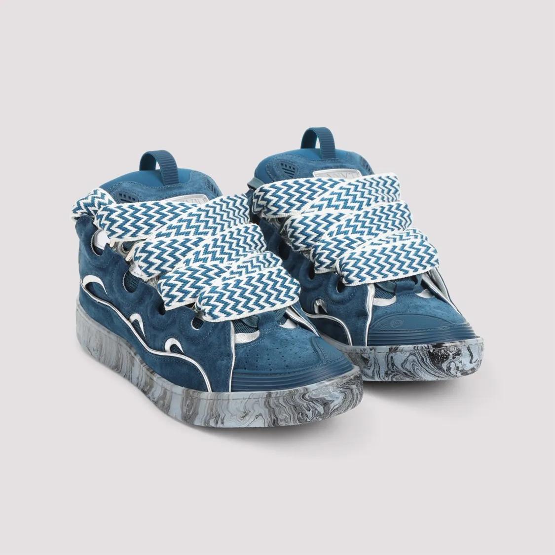 Thumbnail - Lanvin Low-Top Sneaker - Leather Sneakers With Textured Upper - Gr. 42 (EU) - in Blau - für Damen
