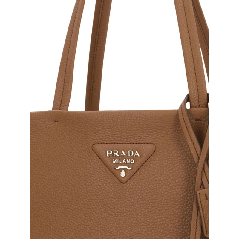 Prada Tote Textured Brown Tote Bag With Detachable Tag Brown(Image 2)
