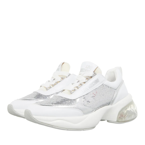 Love Moschino Crystal Love Sneakers Donna Argento+Bianco+Argento+Bianco låg sneaker