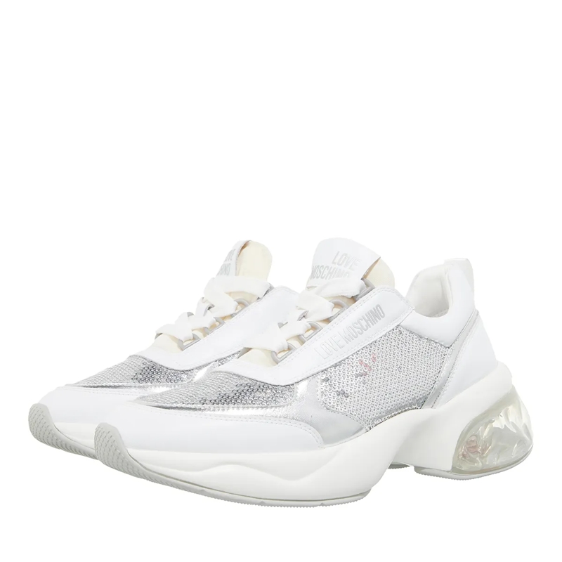 Love Moschino Low-Top-Sneaker Crystal Love Sneakers Donna Argento+Bianco+Argento+Bianco