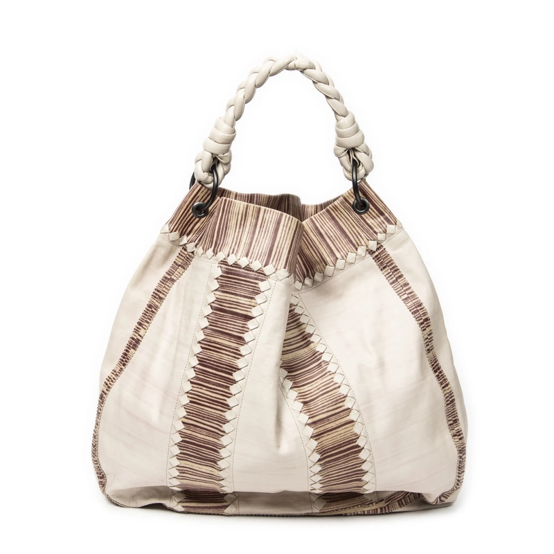 Bottega Veneta Crossbody Bag Large Braided Handle Hobo beige