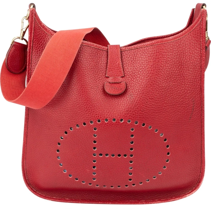 Hermès Tote Hermes Rouge Clemence Leather Evelyne GM Crossbody rot