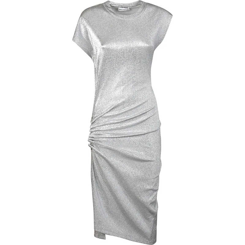 Paco Rabanne Robe midi Short Sleeve Midi Dress Metallic silber