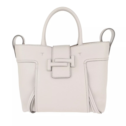 Tod's Double T Shopping Bag Medium Leather Light Grey Rymlig shoppingväska