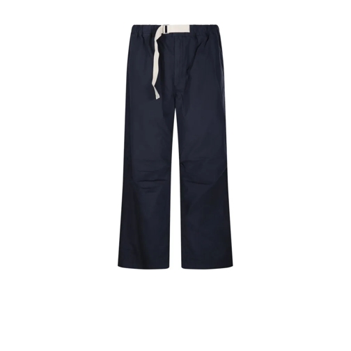 Emporio Armani Anzugshosen Wide-Leg Relaxed-Fit Trousers With Adjustable Draw Blue