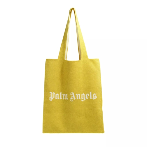 Palm Angels Logo Knitted Shopper Yellow White Draagtas