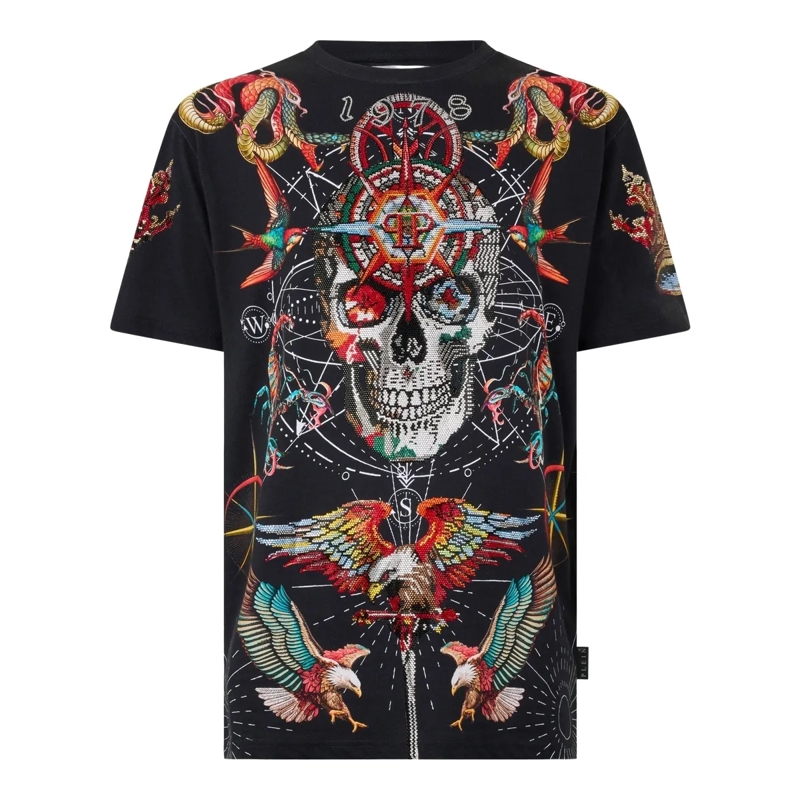 Philipp Plein T-Shirt Round Neck T-Shirt Tattoo Stones schwarz