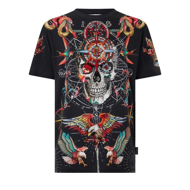 Philipp Plein T-Shirt Round Neck T-Shirt Tattoo Stones schwarz
