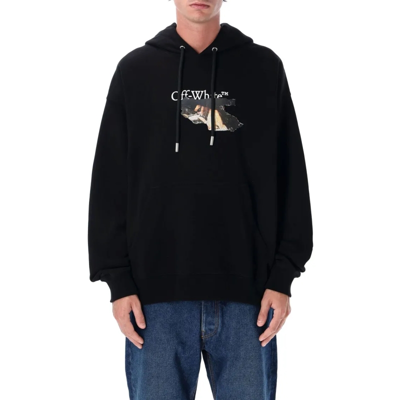 Off-White  Paint Arrow Black Cotton Skate Hoodie Black