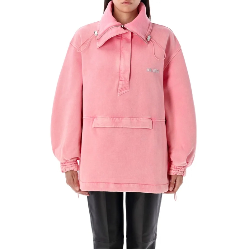 The Attico Overgangsjas High Neck Oversized Blouson With Drawstring Detail Pink