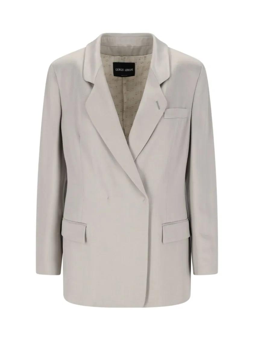 Thumbnail - Giorgio Armani - Double-Breasted Blazer – Grey - Größe 44 - grau