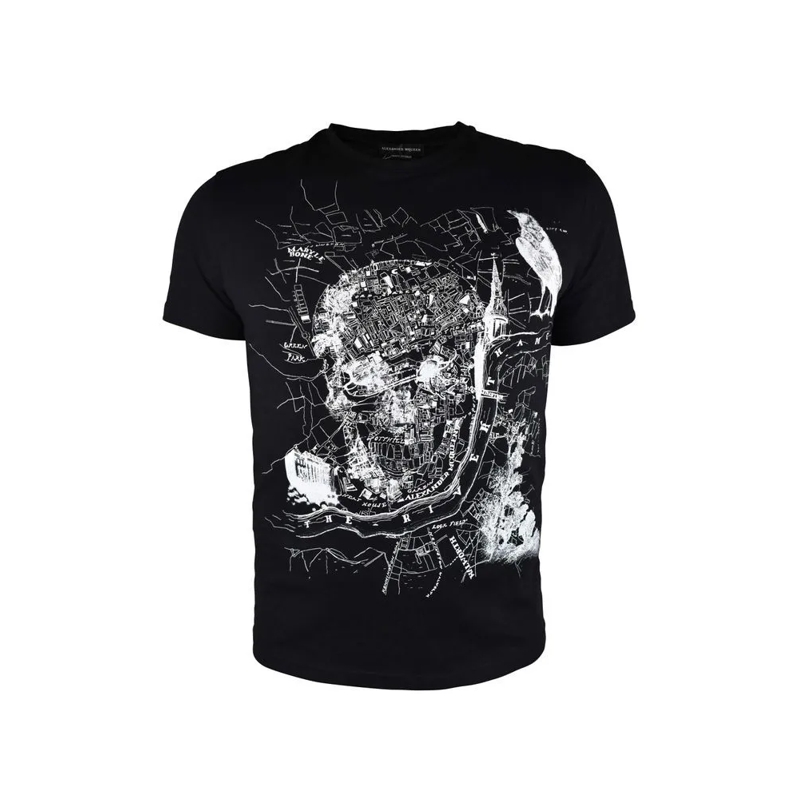 Alexander McQueen T-shirt Black Cotton T-Shirt With Graphic Print Black