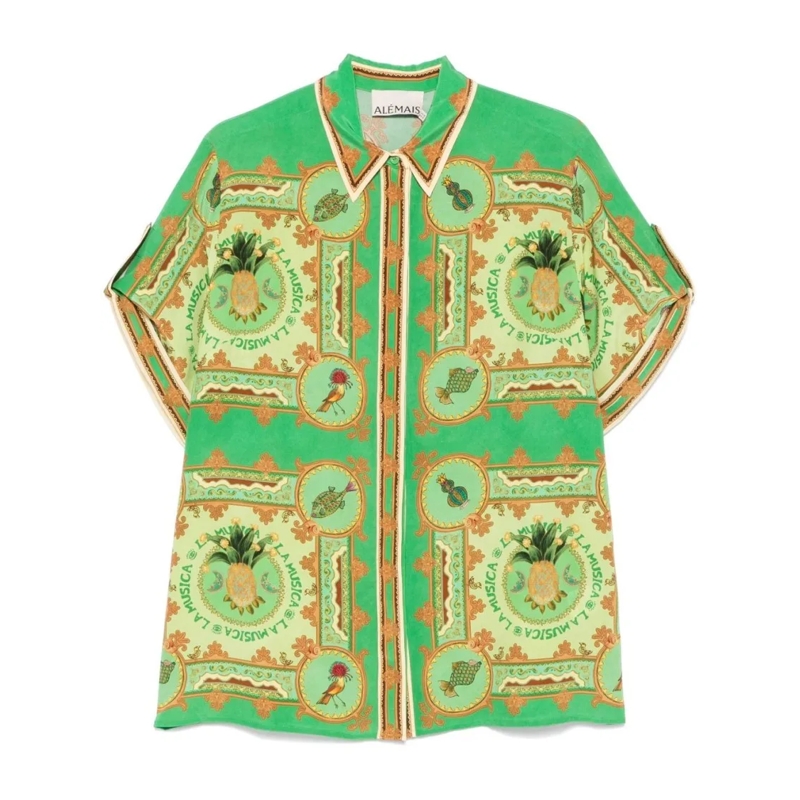 Alemais Hemd Grass Green Silk Shirt Green