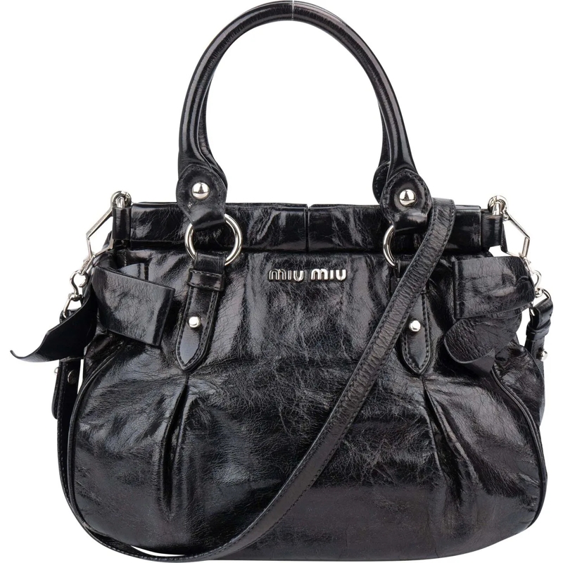 Miu Miu Schultertasche Miu Miu Leather Classic City Handbag schwarz