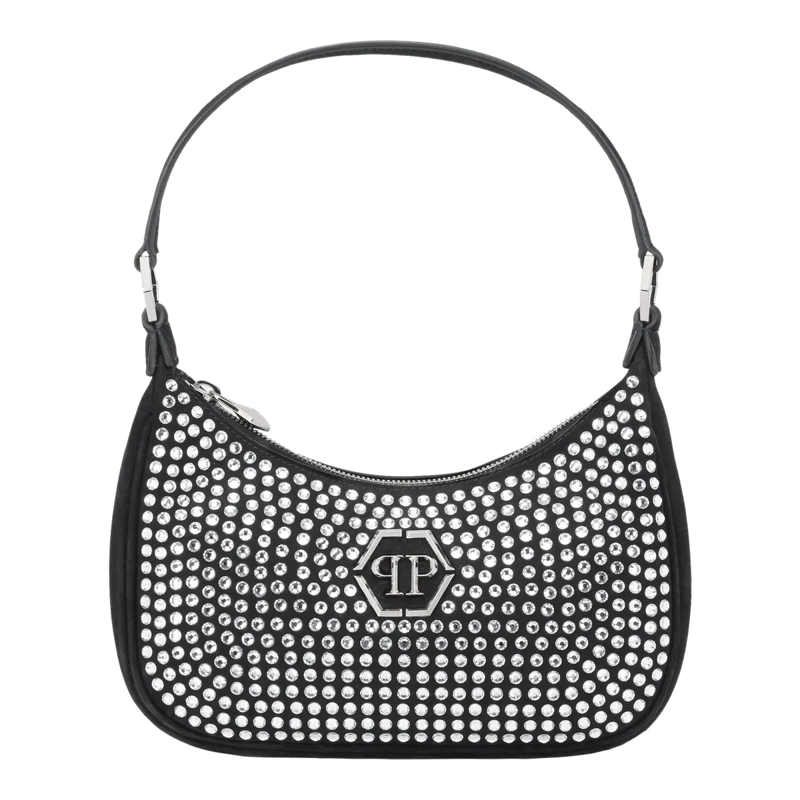 Philipp Plein Schultertasche Suede Shoulder Bag All-Over Strass schwarz