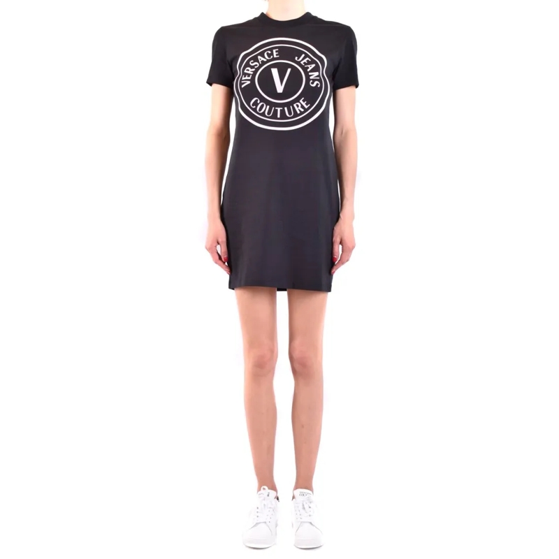 Versace Jeans Couture Mini-jurk Black Cotton Mini Dress Black