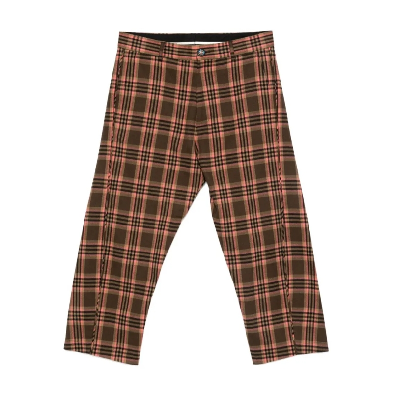 Moschino Anzugshose Cropped Brown Check Trousers Brown