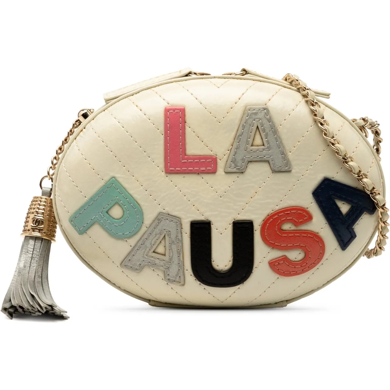 Chanel Schultertasche Chevron Lambskin La Pausa Evening Bag weiß