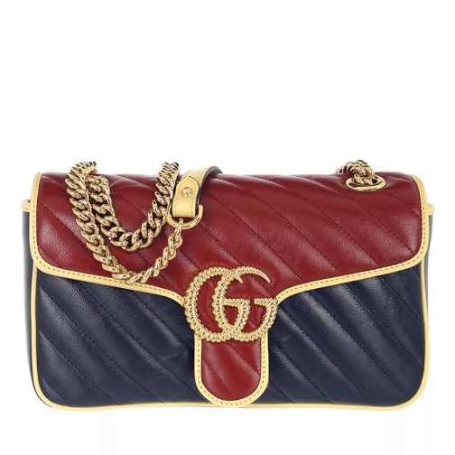 Gucci Small GG Marmont Shoulder Bag Navy/Red Crossbody Bag