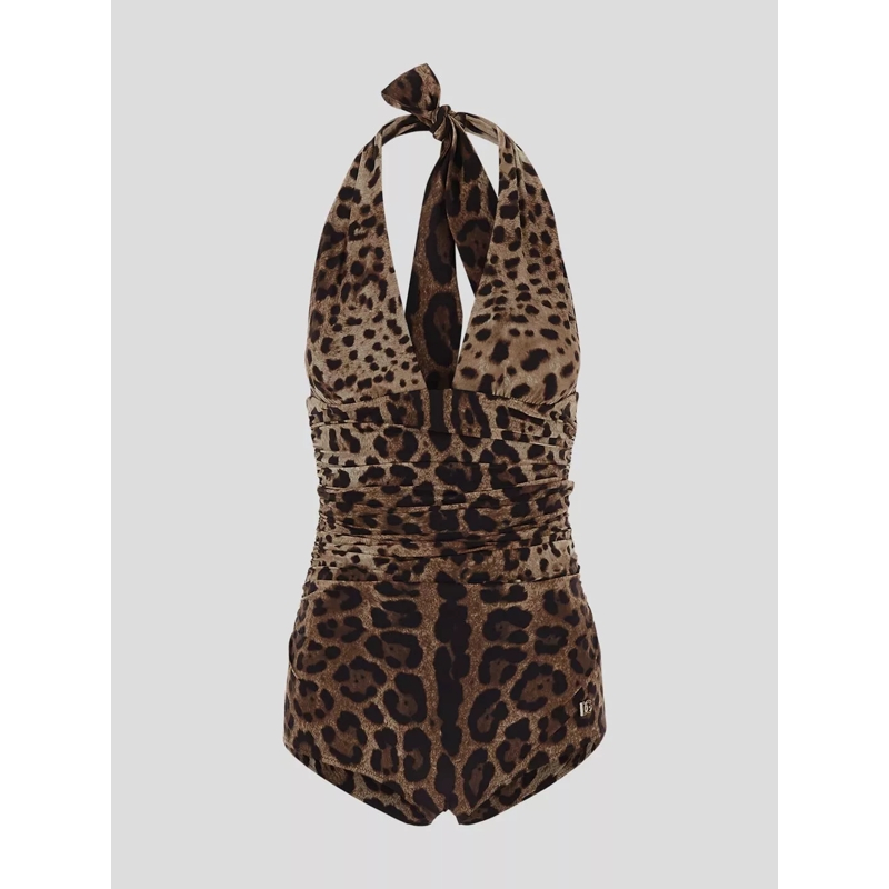 Dolce&Gabbana  “Leopard” One-Piece Swimsuit – Multicolor Brown