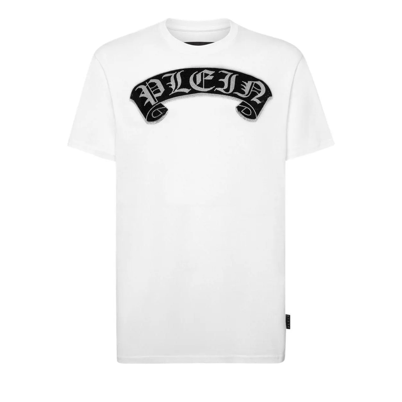 Philipp Plein T-Shirt T-Shirt Gothic Plein Mit Schmucksteinen weiss