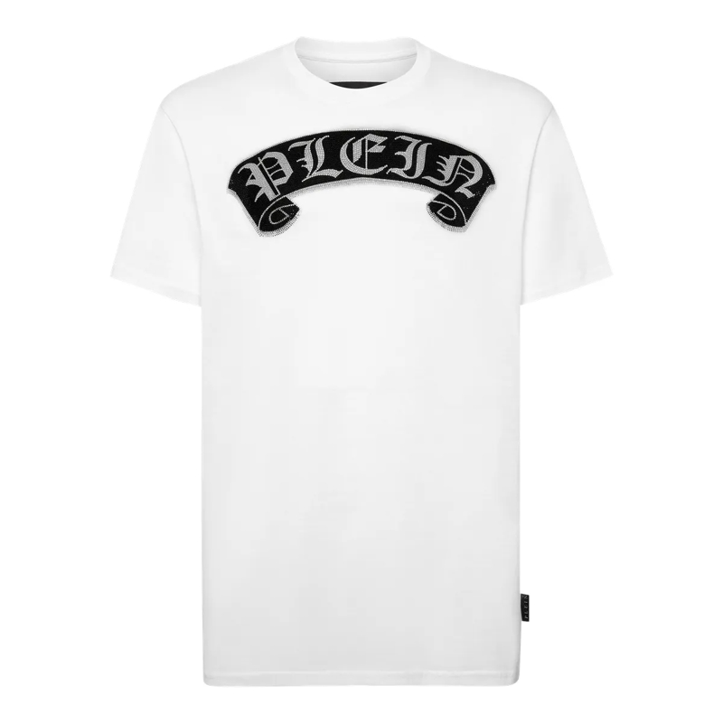 Philipp Plein T-Shirt T-Shirt Gothic Plein Mit Schmucksteinen weiss