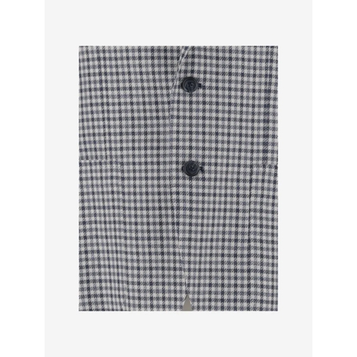 Tagliatore Blazer Linen Blend Single-Breasted Jacket With Check Patt Grey (Image 3)