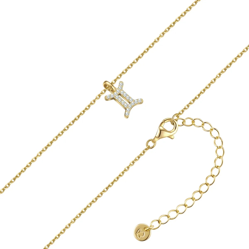 Glanzstücke München Mittellange Halskette Sterling Silber Halskette Zirkonia Sternzeichen Zw gold(Image 2)