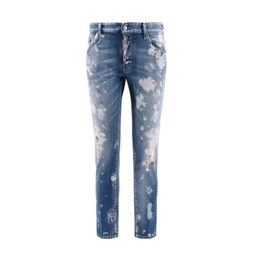 Dsquared2 Stretch Cotton Jeans With Paint Stains Blue Jeans