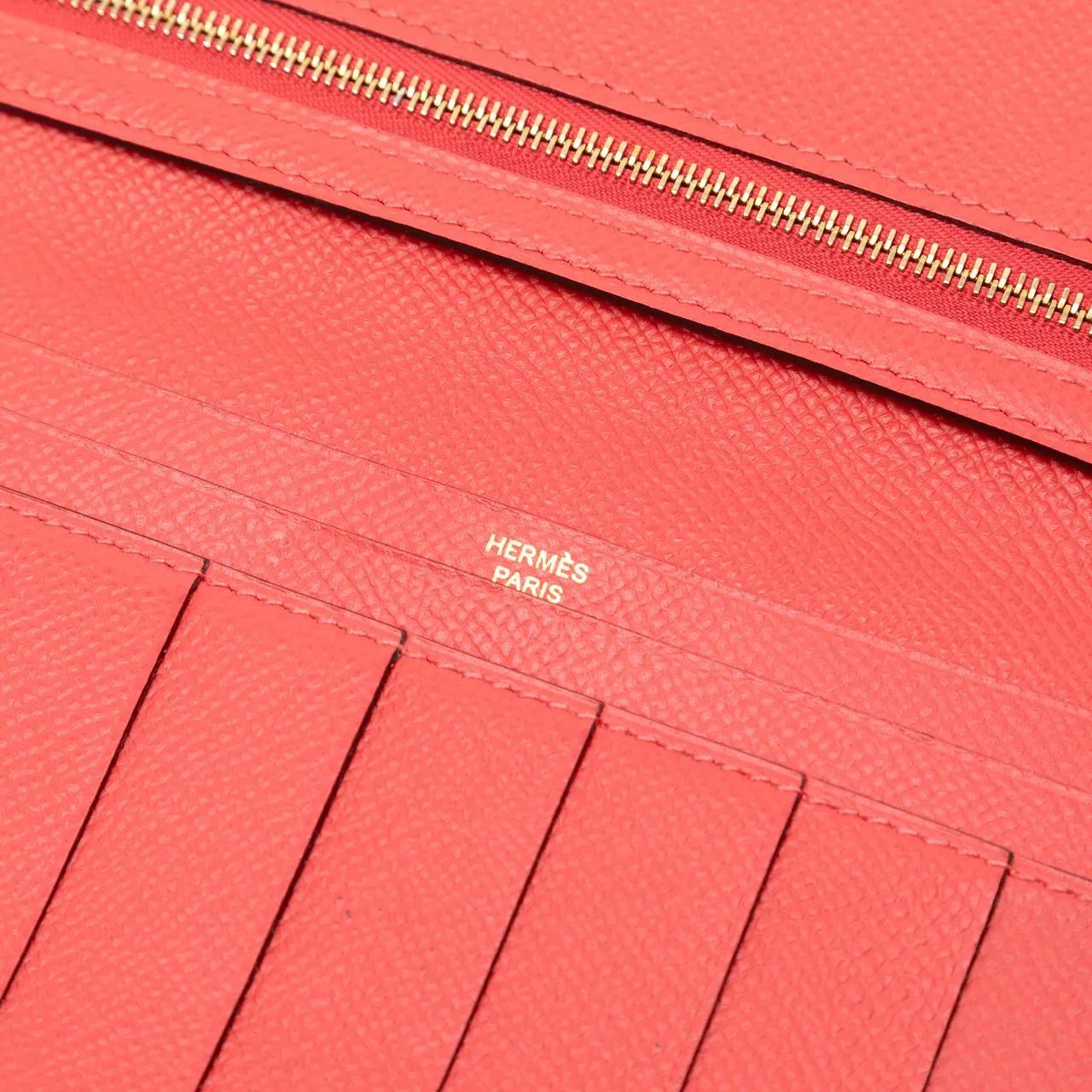Thumbnail - Hermès Portemonnaie - Epsom Bearn Wallet - Gr. unisize - in Rot - für Damen