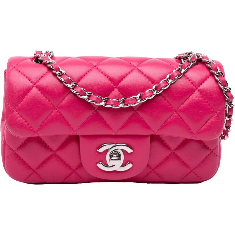 Chanel Sac à bandoulière Extra Mini Rectangular Classic Lambskin Single Fla rose