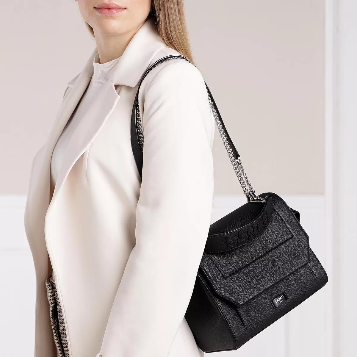 Lancel Crossbody bags Ninon Grained Leather Flap Bag Medium in zwart
