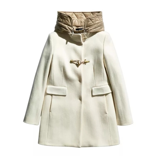 Fay White Wool Blend Coat With Quilted Bib White 