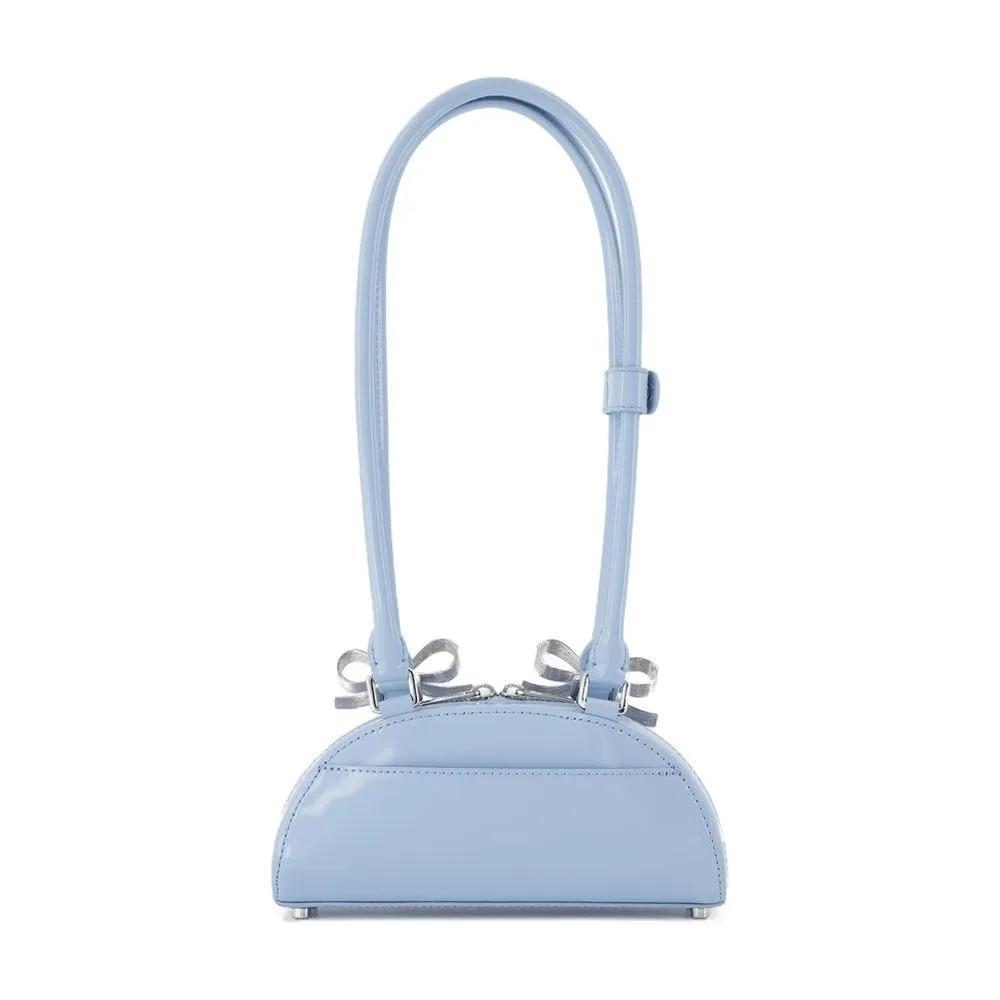 Self-portrait Hobo bags Curved Mini Shoulder Bag Leather Blue in blauw