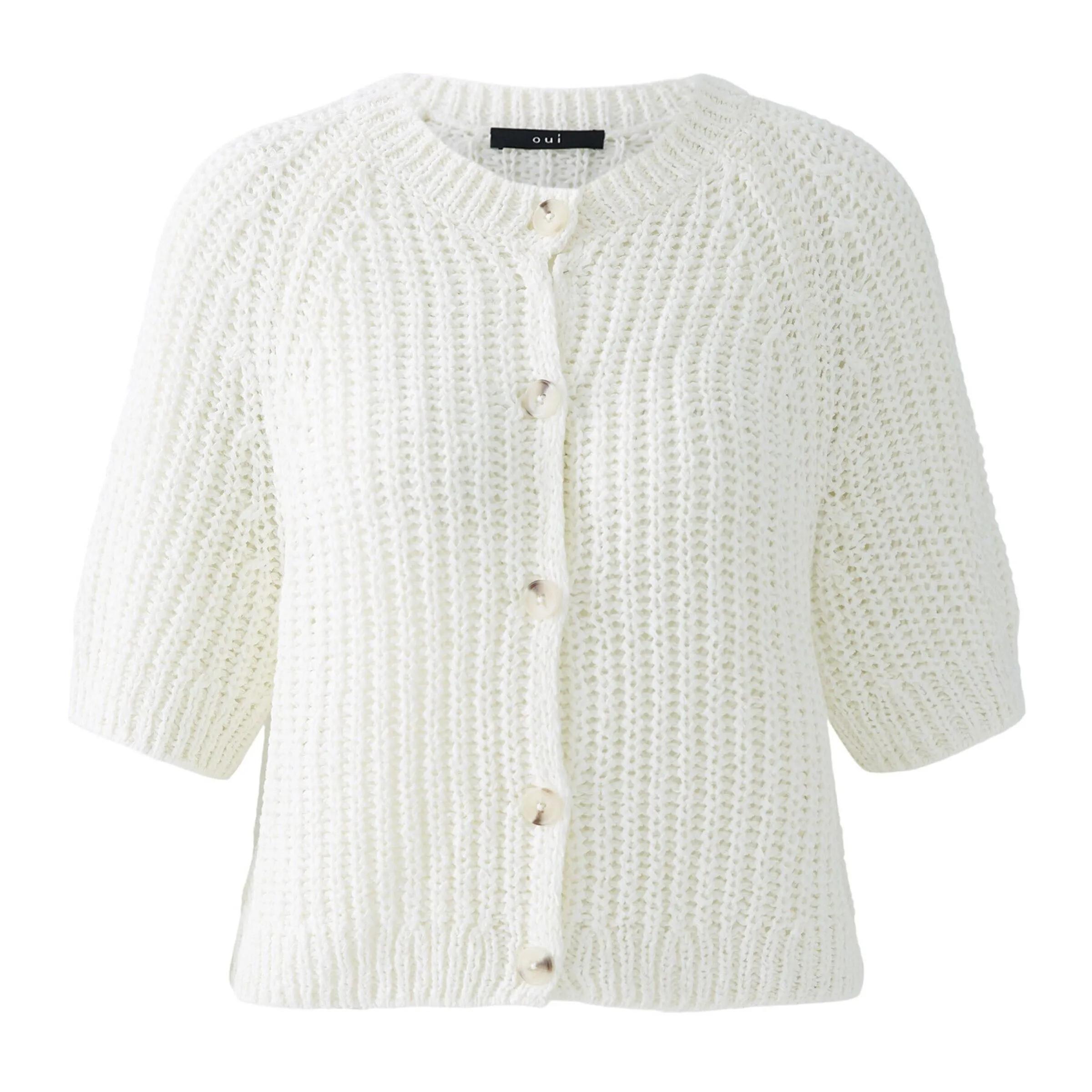 Thumbnail - Oui - Strickjacke - Größe 42 DAMEN - creme