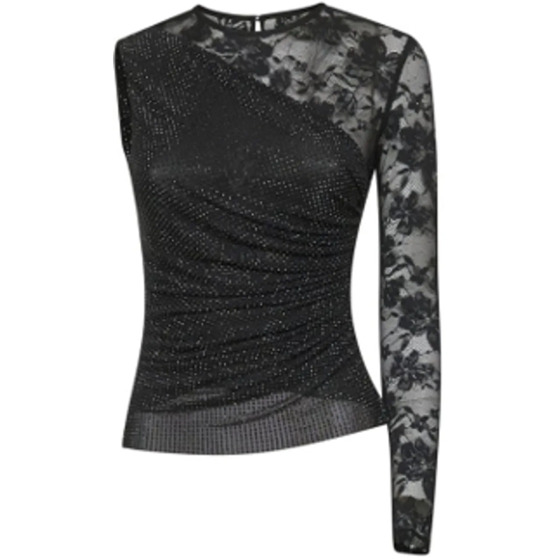 Self Portrait T-Shirt Top Black schwarz