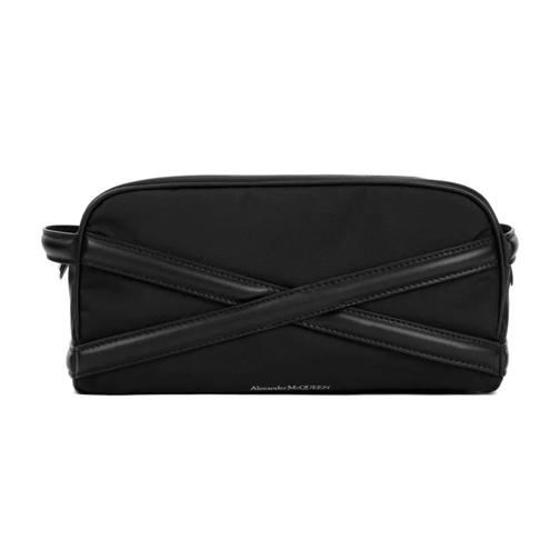 Alexander McQueen Black Leather Wash Bag Black Pochette