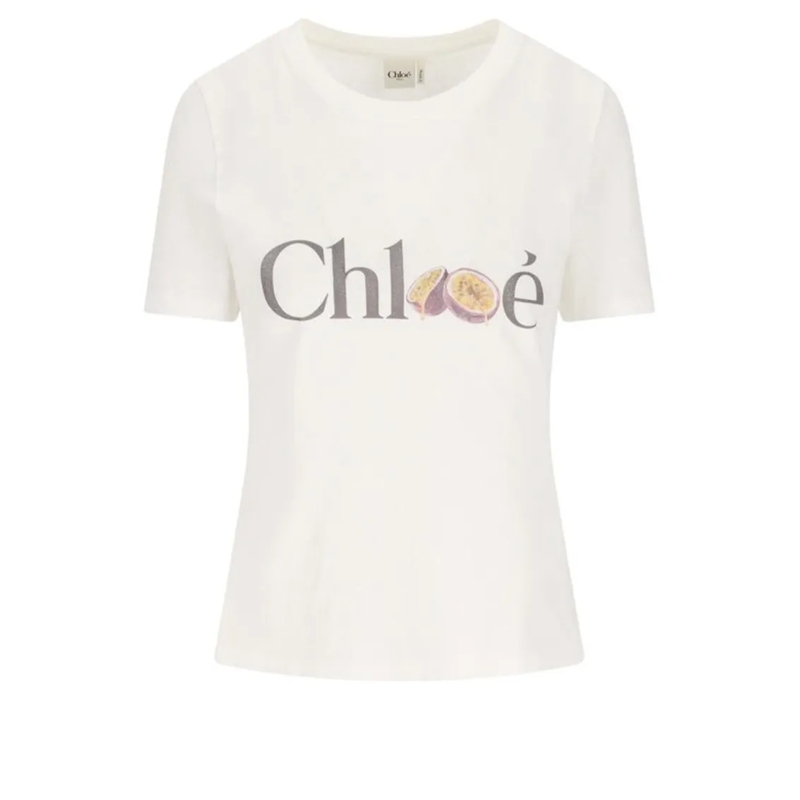 Chloé T-shirt Cotton T-Shirt With Logo Print White